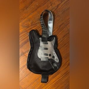 Guitar-Shaped Black and Silver Bag